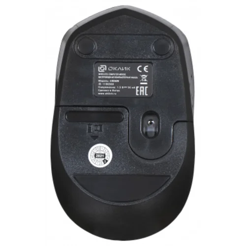 Мышь Оклик 488MW черный/синий оптическая (1600dpi) беспроводная USB для ноутбука (4but)