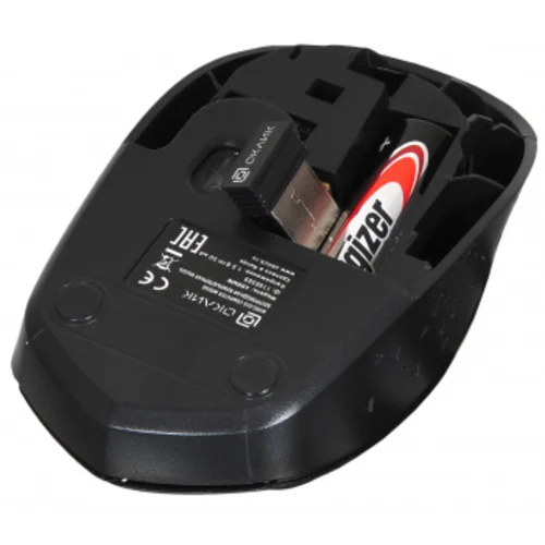 Мышь Оклик 488MW черный/синий оптическая (1600dpi) беспроводная USB для ноутбука (4but)