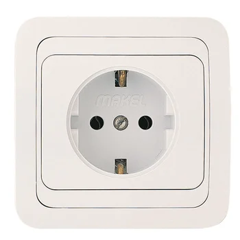 Розетка 1-м СП Mimoza 16А IP20 с заземл. пластик. основ. бел./бел. Makel 12028