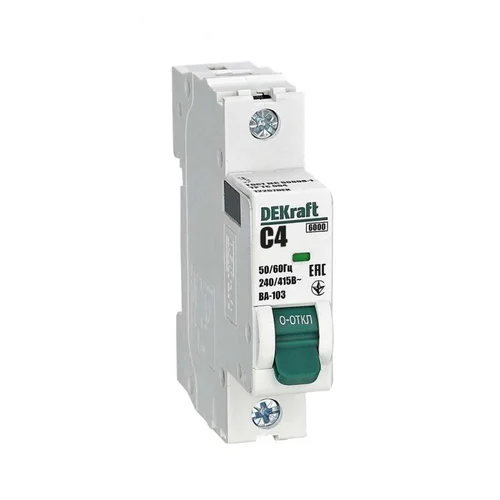 Выключатель автоматический модульный 1п C 4А 6кА ВА-103 DEKraft 12267DEK