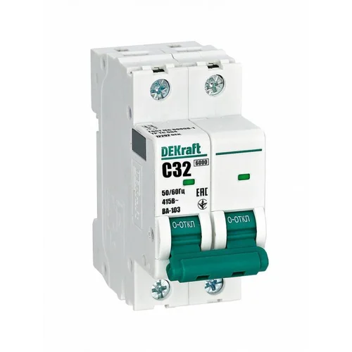 Выключатель автоматический модульный 2п C 32А 6кА ВА-103 DEKraft 12292DEK