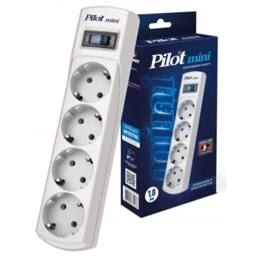 Сетевой фильтр Pilot mini 1.8м (4 розетки) белый (коробка)