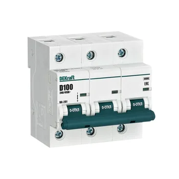 Выключатель автоматический модульный 3п D 100А 10кА ВА-201 DEKraft 13021DEK