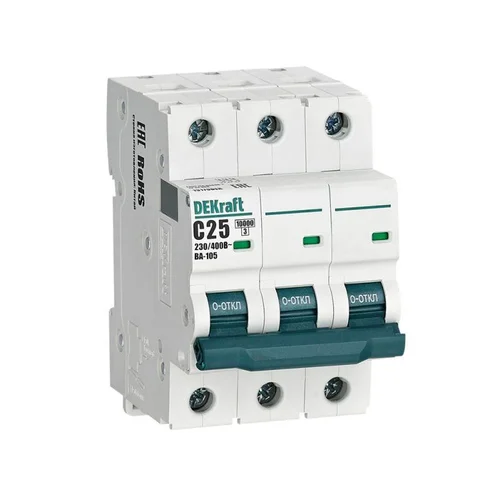 Выключатель автоматический модульный 3п C 25А 10кА ВА-105 DEKraft 13179DEK