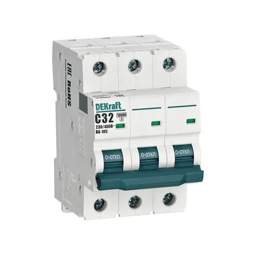 Выключатель автоматический модульный 3п C 32А 10кА ВА-105 DEKraft 13180DEK