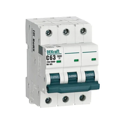 Выключатель автоматический модульный 3п C 63А 10кА ВА-105 DEKraft 13183DEK