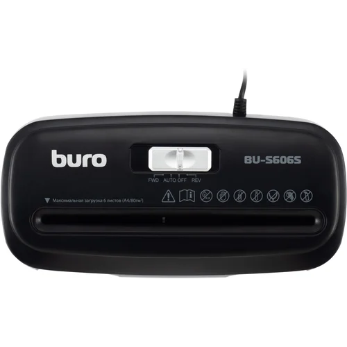 Шредер Buro Home BU-S606S черный (секр.Р-2) ленты 6лист. 11лтр. пл.карты