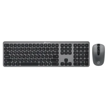 Клавиатура + мышь Оклик 300M клав:серый мышь:серый/черный USB беспроводная slim (1488402)