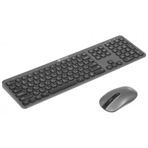 Клавиатура + мышь Оклик 300M клав:серый мышь:серый/черный USB беспроводная slim (1488402)
