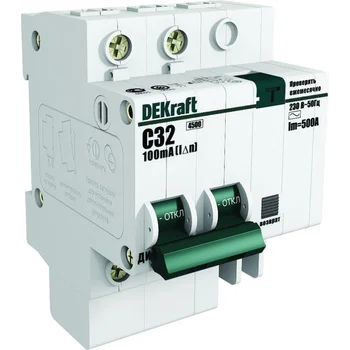 Выключатель автоматический дифференциального тока 2п C 20А 30мА тип AC 4.5кА ДИФ-101 4.5мод. DEKraft