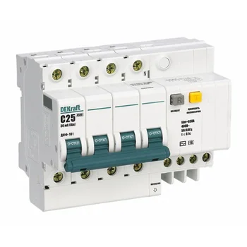 Выключатель автоматический дифференциального тока 4п C 32А 30мА тип AC 4.5кА ДИФ-101 DEKraft 15023DE