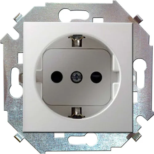 Розетка 1-м СП Simon 15 16А IP20 250В с заземл. Schuko защ. шторки винтов. клеммы механизм бел. Simo