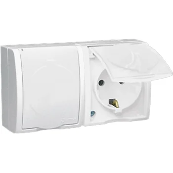 Розетка 2-м ОП Simon15 16А IP54 250В с заземл. с крышкой винт. клеммы бел. Simon 1594433-030