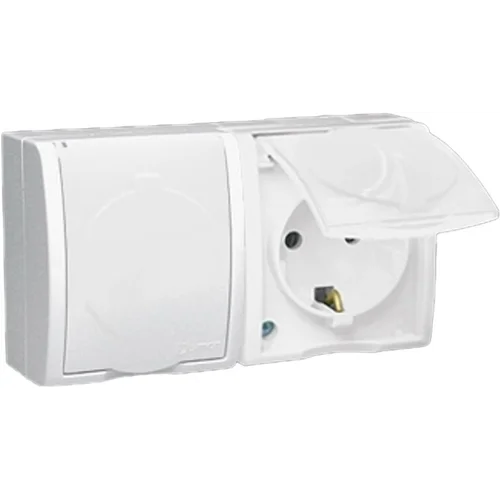 Розетка 2-м ОП Simon15 16А IP54 250В с заземл. с крышкой винт. клеммы бел. Simon 1594433-030