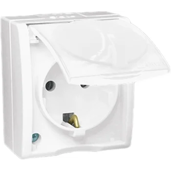 Розетка 1-м ОП Simon15 16А IP54 250В с заземл. с крышкой винт. клеммы бел. Simon 1594445-030