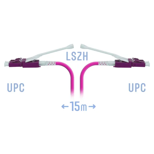 Патчкорд оптический LC/UPC-LC/UPC MM (OM4) Duplex (HD) 15 метров, 2мм