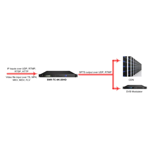 Транскодер мультиканальный 4K, AVC/HEVC - SNR-TC-4K-20HD