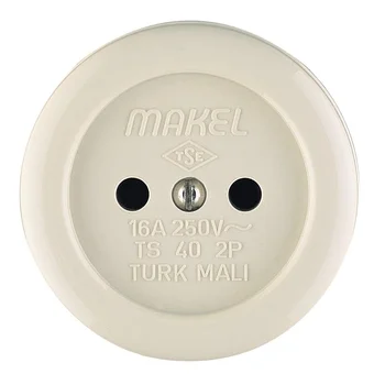 Розетка 1-м ОП 16А IP20 круглая без заземл. керамика беж. Makel 16012