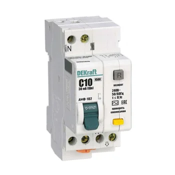 Выключатель автоматический дифференциального тока 2п (1P+N) C 10А 30мА тип AC 4.5кА ДИФ-102 2мод. DE