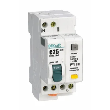 Выключатель автоматический дифференциального тока 2п (1P+N) C 25А 30мА тип AC 4.5кА ДИФ-102 2мод. DE