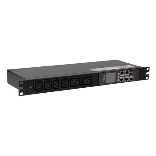 Блок розеток с функцией измерения серии SNR тип A 1U 19" выход 8*C13 и 4*С19 с защитой от перегрузки вход 32A IEC60309 (1P+N+E)