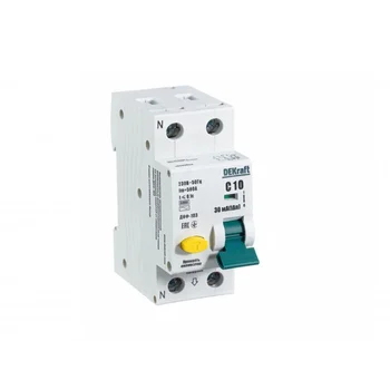 Выключатель автоматический дифференциального тока 2п (1P+N) C 10А 30мА тип AC 6кА ДИФ-103 DEKraft 16