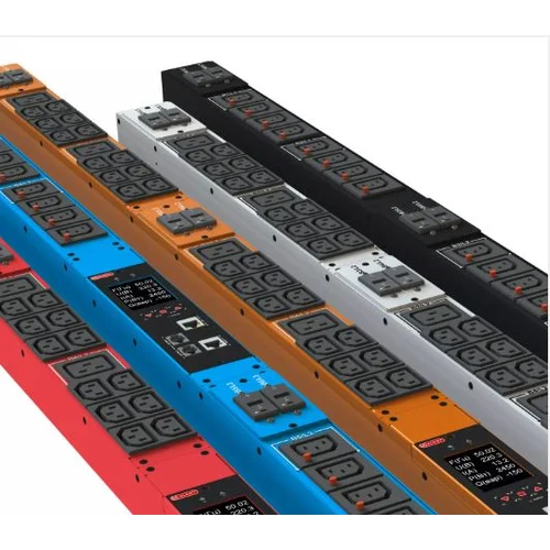 Блок розеток интеллектуальный iPDU-6033: ZeroUnit, 400V, 32А, in IEC60309 3P+N+E, out (6) C19; (36) C13 c фиксацией p-lock