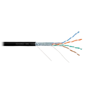 Кабель F/UTP 4 пары, Кат.5e, одножильный, BC (чистая медь), 0,51мм, внутр./внеш., нг(А)-HF, черный, 305м