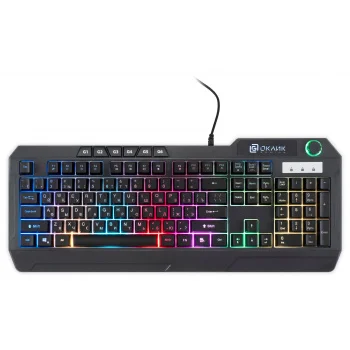 Клавиатура Оклик 715G черный USB Multimedia for gamer LED (1680657)