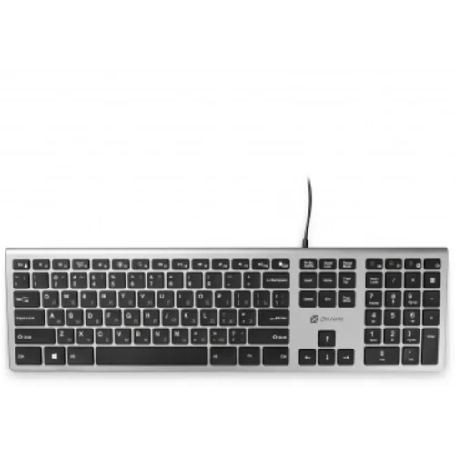 Клавиатура Оклик 890S серый/черный USB slim Multimedia (1784239)