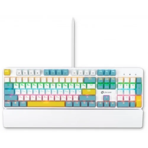 Клавиатура Оклик K951X механическая белый USB Multimedia for gamer LED (подставка для запястий) (190