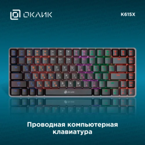 Клавиатура Оклик K615X механическая черный/серебристый USB Multimedia LED (1934413)