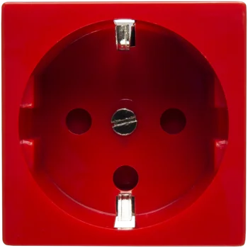 Розетка электрическая 2К+З со шторками и замком (красный)