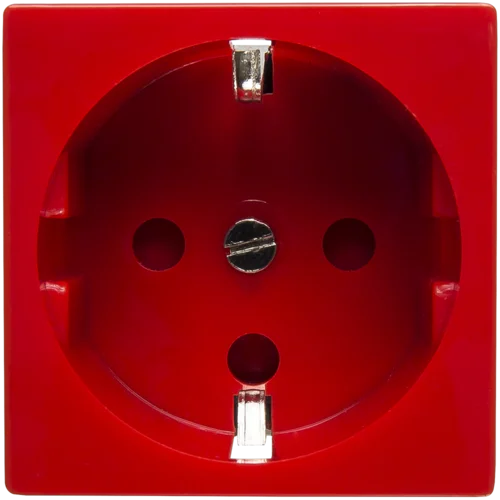 Розетка электрическая 2К+З со шторками и замком (красный)