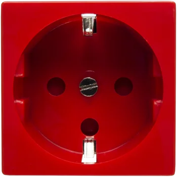 Розетка электрическая 2К+З, с защитными шторками(красный)
