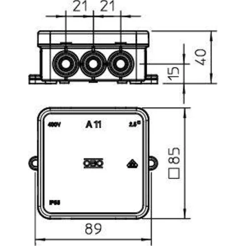 Коробка распределительная 85х85х40мм IP55 A11 12 кабельн. вводов свет. сер. OBO 2000342