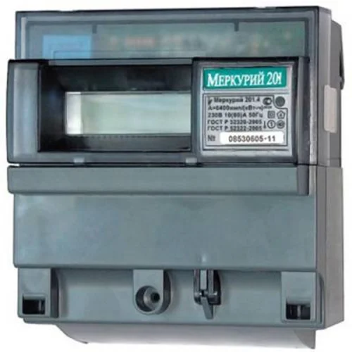 Счетчик "Меркурий" 201.5 1ф 5-60А 1 класс точн. 1 тариф.; имп. вых. мех