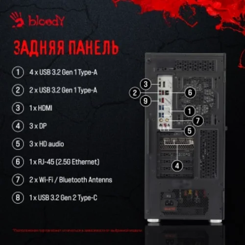 ПК Bloody BD-PC RB65C2 MT Ryzen 5 7500F (3.7) 16Gb SSD1Tb RTX4060 8Gb Windows 11 Home 64 GbitEth 650