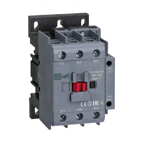 Контактор КМ-102 3п 65А кат. 230В AC 1НО+1НЗ AC-3 AC-4 DEKraft 22008DEK