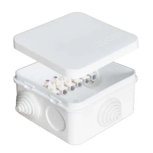 Коробка распределительная ОП 75х75х45мм IP54 10А 6 выходов 6 контактов 3 гермоввода клемм. крышка за