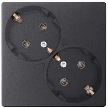 Розетка 2-м СП Simon 24 16А IP20 2х2P+E Schuko без защ. шторок механизм графит Simon 2450459-038