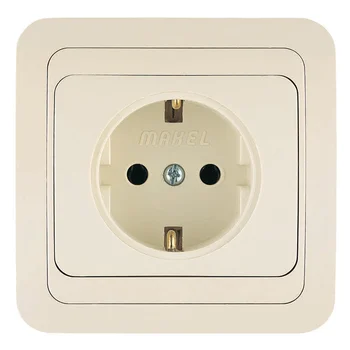 Розетка 1-м СП Mimoza 16А IP20 с заземл.керамика крем./крем. Makel 25008