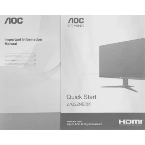 Монитор AOC 27" Gaming 27G2ZNE черный/красный VA LED 16:9 HDMI матовая Piv 250cd 178гр/178гр 1920x10