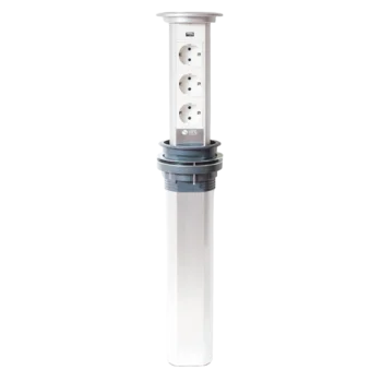 Блок розеточный настольный, 3х2К+З, 1-USB (45х45) автоматический , выдвижной, алюминий, IP54