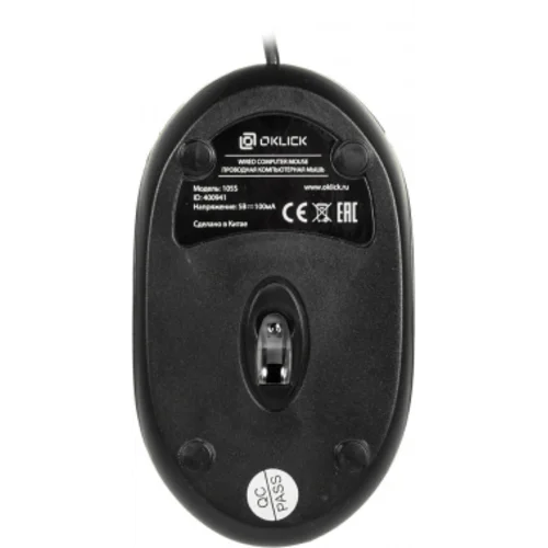 Мышь Оклик 105S черный оптическая (800dpi) USB для ноутбука (3but)