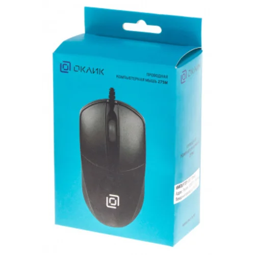 Мышь Оклик 275M черный оптическая (1200dpi) USB (3but)