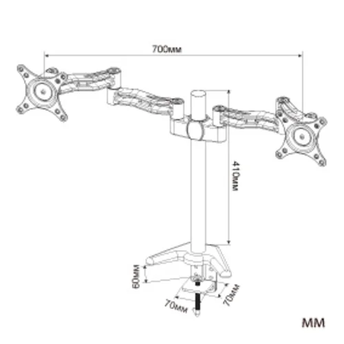 Кронштейн для мониторов Cactus CS-VM-D08-BK черный 13"-27" макс.8кг настольный поворот и наклон