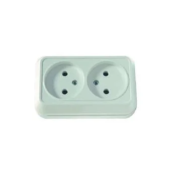 Розетка 2-м ОП 16А IP20 без заземл. бел. Makel 45117