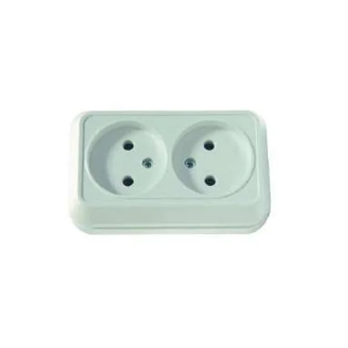 Розетка 2-м ОП 16А IP20 без заземл. бел. Makel 45117