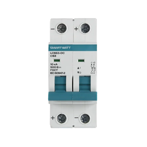 Модульный автоматический выключатель SMARTWATT PDE LCB63H-DC-C63/2, 63 А, 2P, кривая C, 10 кА